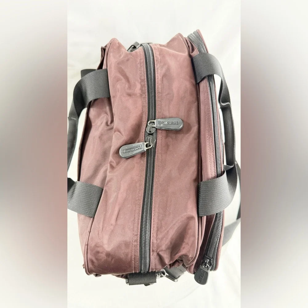 Lands End Maroon Nylon Large Diaper Bag Travel Changing Pad Toiletry Pouch